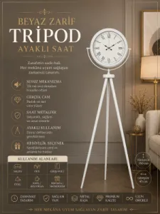 Roma Rakamlı Beyaz Metal Ayaklı Tripod Saat 150 x 45 cm · Model AS-4055WW