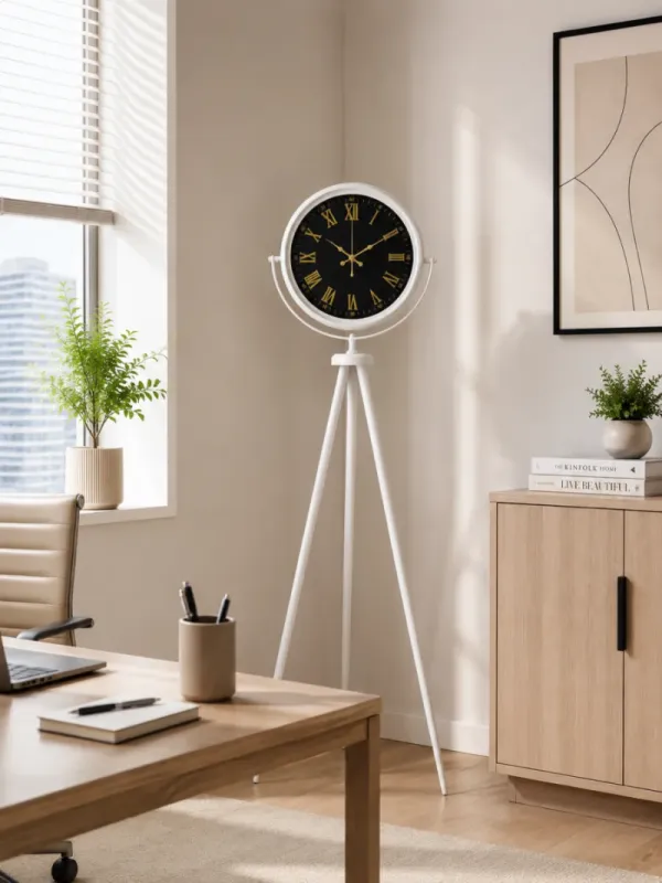 Beyaz Metal Ayaklı Tripod Saat 150 x 45 cm · Model AS-4073WW
