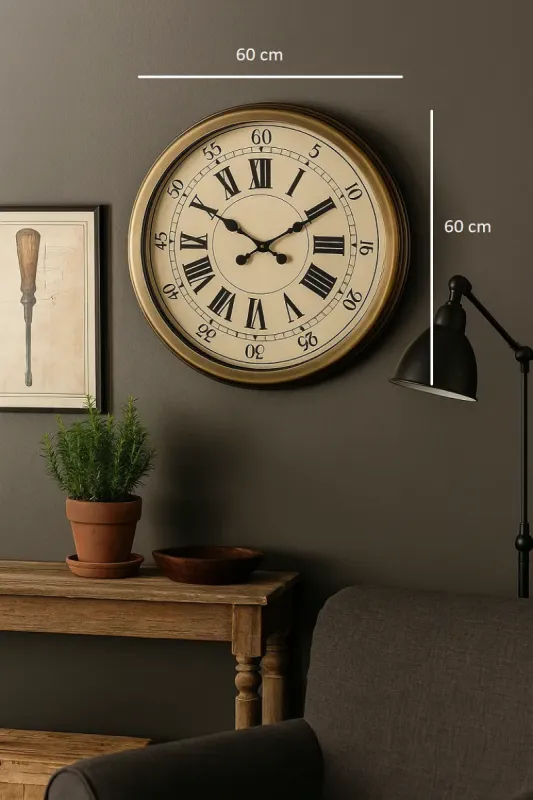 Eskitme Metal Duvar Saati 60 cm · Model 6065E