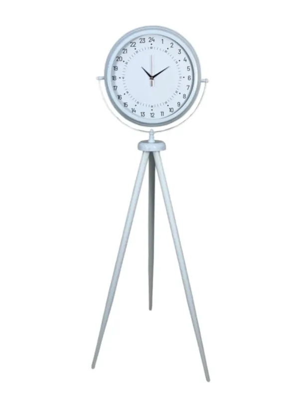 Göstergeli Beyaz Metal Ayaklı Tripod Saat 150 x 45 cm · Model AS-4097WW