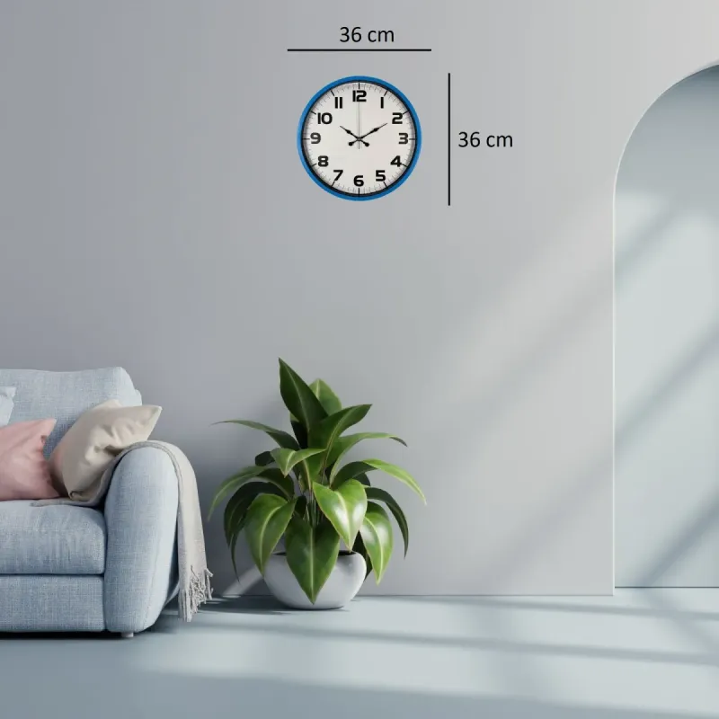 Mavi Plastik Duvar Saati 36 cm · Model PP-3636M