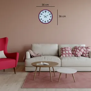Pembe Plastik Duvar Saati 36 cm · Model PP-3636P