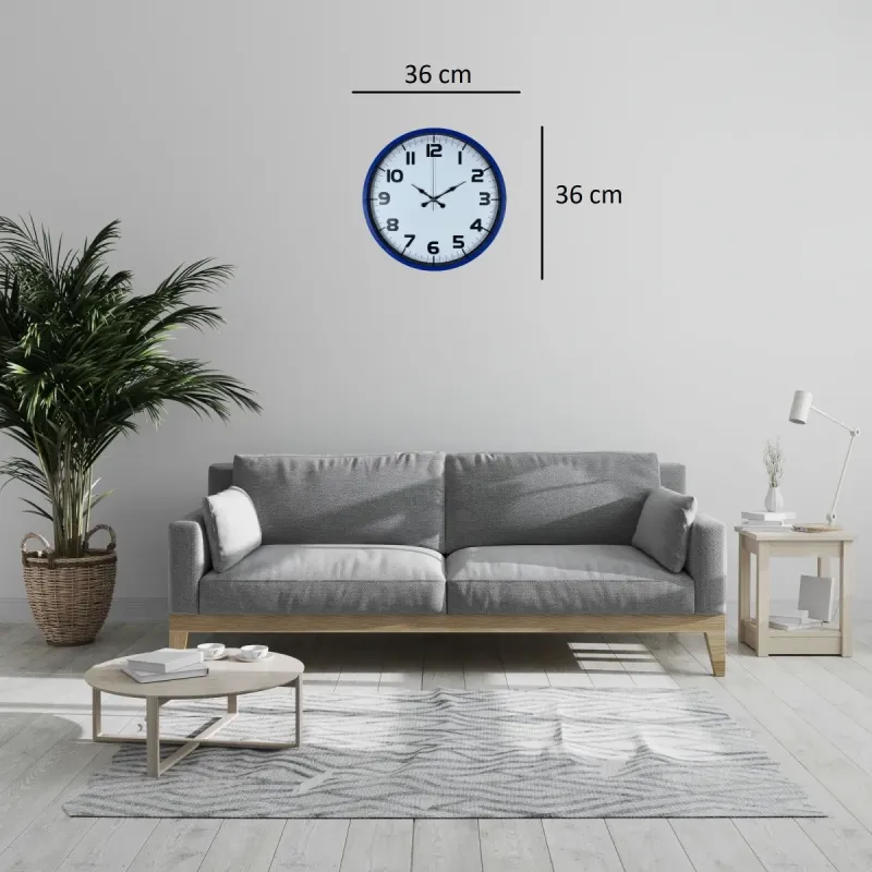 Lacivert Plastik Duvar Saati 36 cm · Model PP-3636V