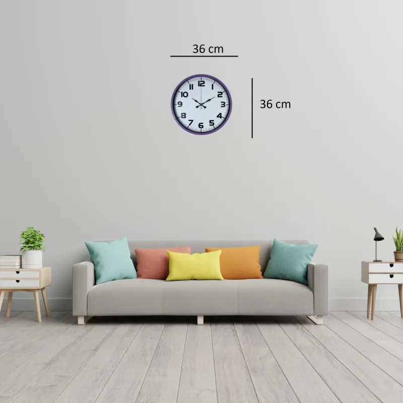 Mor Plastik Duvar Saati 36 cm · Model PP-3636Z