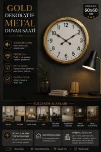 Gold Metal Duvar Saati 60 cm · Model 6001G
