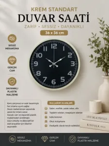 Krem Plastik Duvar Saati 36 cm · Model PP-3637X