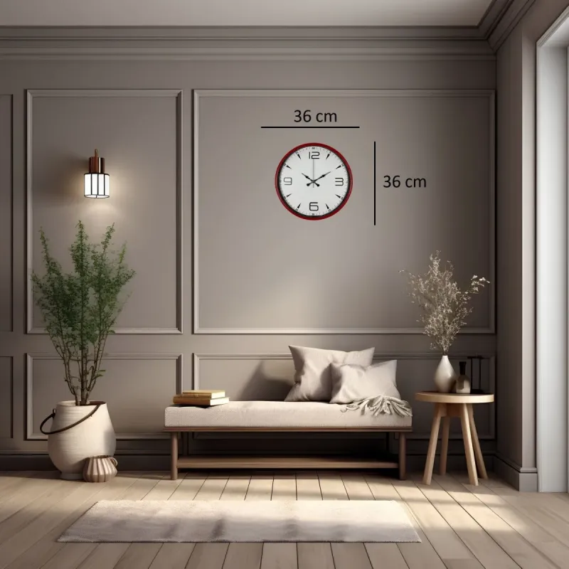 Kırmızı Plastik Duvar Saati 36 cm · Model PP-3650R