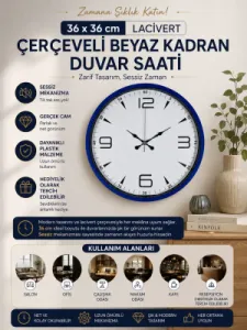 Lacivert Plastik Duvar Saati 36 cm · Model PP-3650V