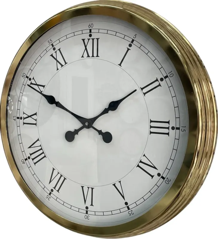 Roma Rakamlı Gold Metal Duvar Saati 60 cm · Model 6055G