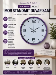 Mor Plastik Duvar Saati 36 cm · Model PP-3650Z