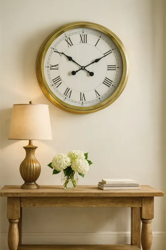 Roma Rakamlı Gold Metal Duvar Saati 60 cm · Model 6055G