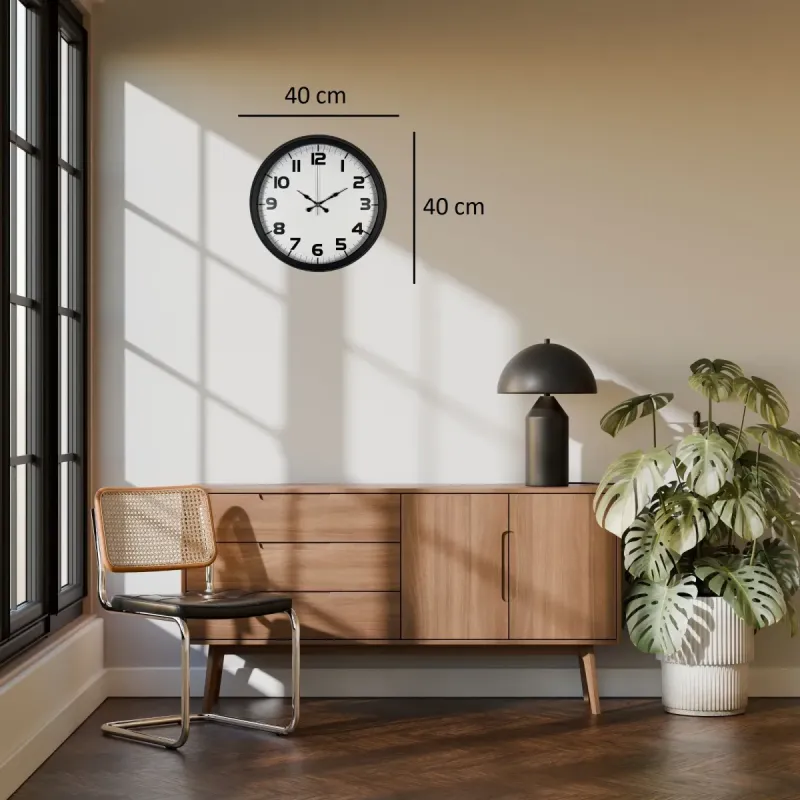 Siyah Metal Duvar Saati 40 cm · Model 4036B