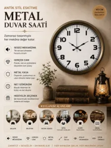 Eskitme Metal Duvar Saati 40 cm · Model 4036E