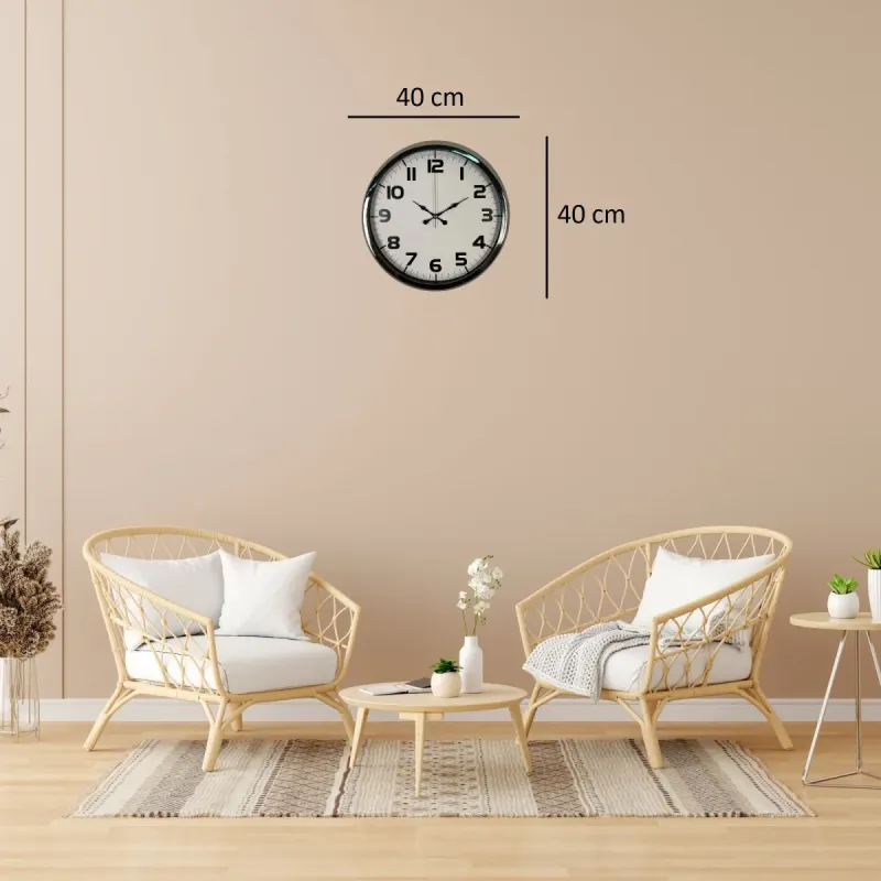 Krom Metal Duvar Saati 40 cm · Model 4036K