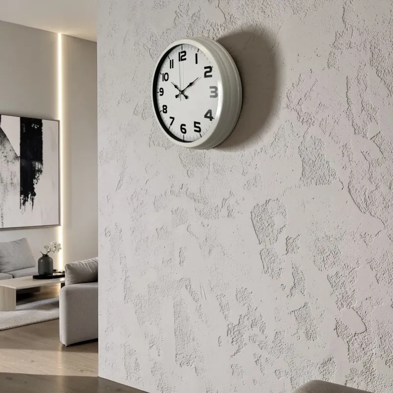 Beyaz Metal Duvar Saati 40 cm · Model 4036W
