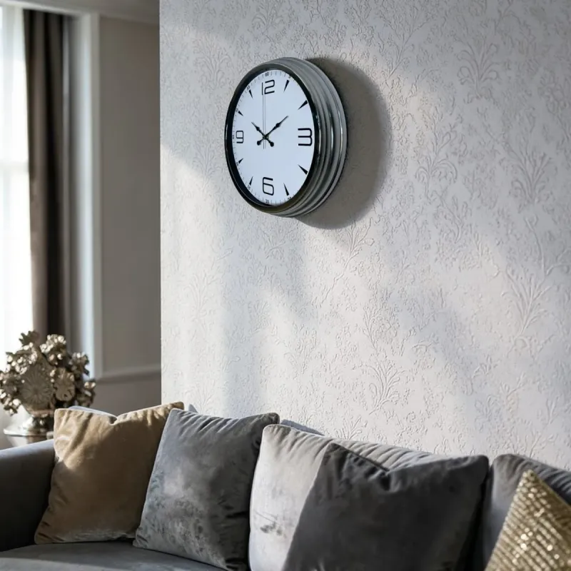 Krom Metal Duvar Saati 40 cm · Model 4050K