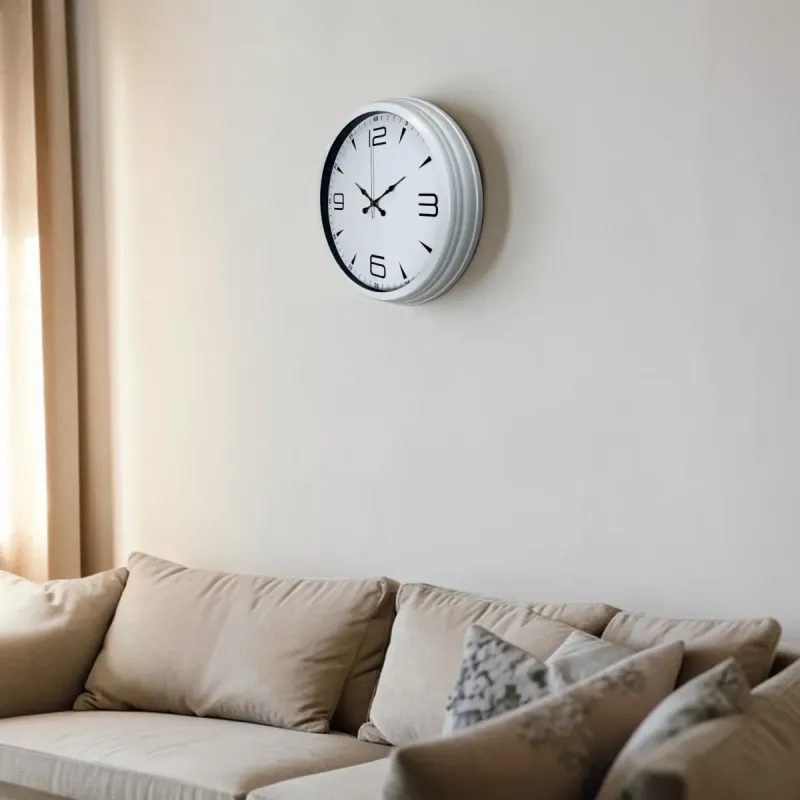 Beyaz Metal Duvar Saati 40 cm · Model 4050W