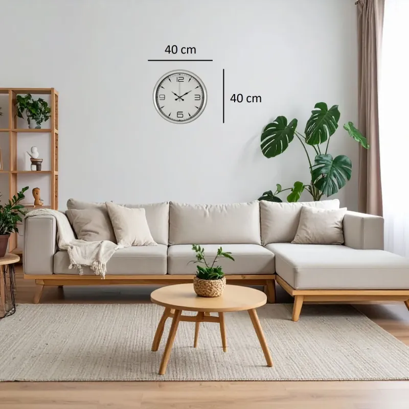 Beyaz Metal Duvar Saati 40 cm · Model 4050W
