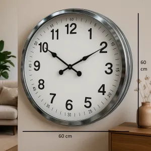 Krom Metal Duvar Saati 60 cm · Model 6005K
