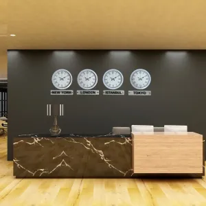 Roma Rakamlı Beyaz Metal Tabelalı Dünya Saati 36 cm · Model DS-4XM3655W+T