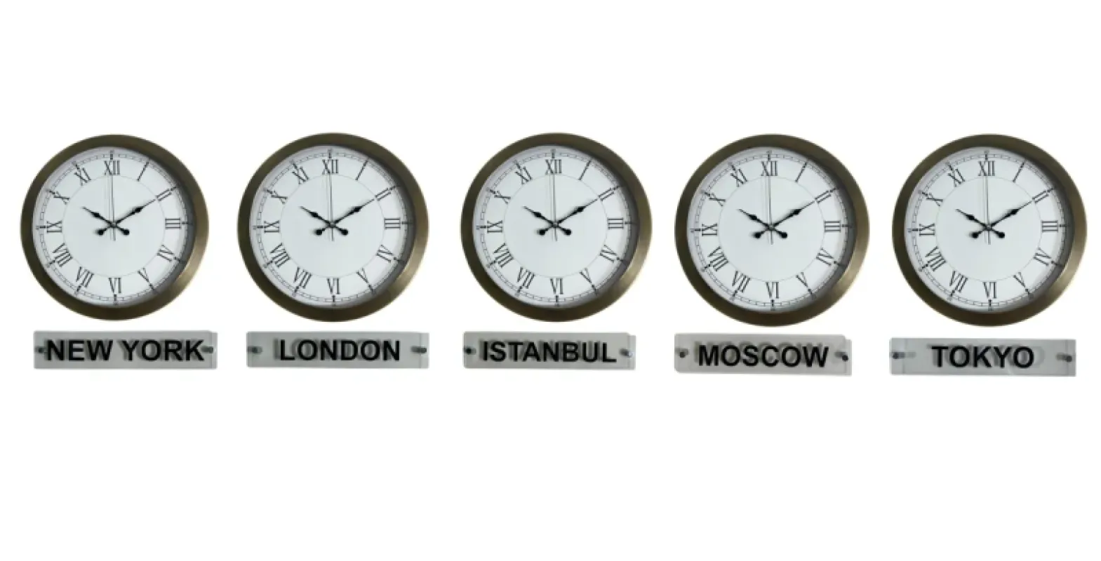 Retro Görünümlü Eskitme Metal Tabelalı Dünya Saati 36 cm · Model DS-5XM3655E+T