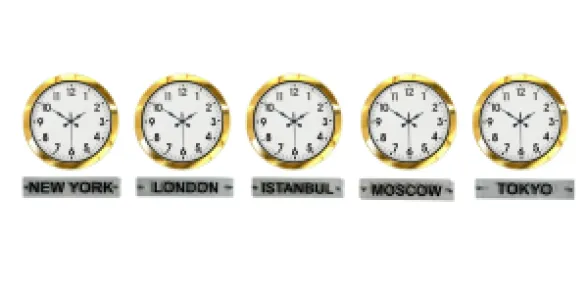 Gold Metal 5'li Tabelalı Dünya Saati 36 cm · Model DS-5XM3601G+T