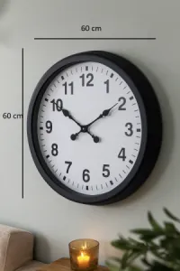 Siyah Metal Duvar Saati 60 cm · Model 6001B