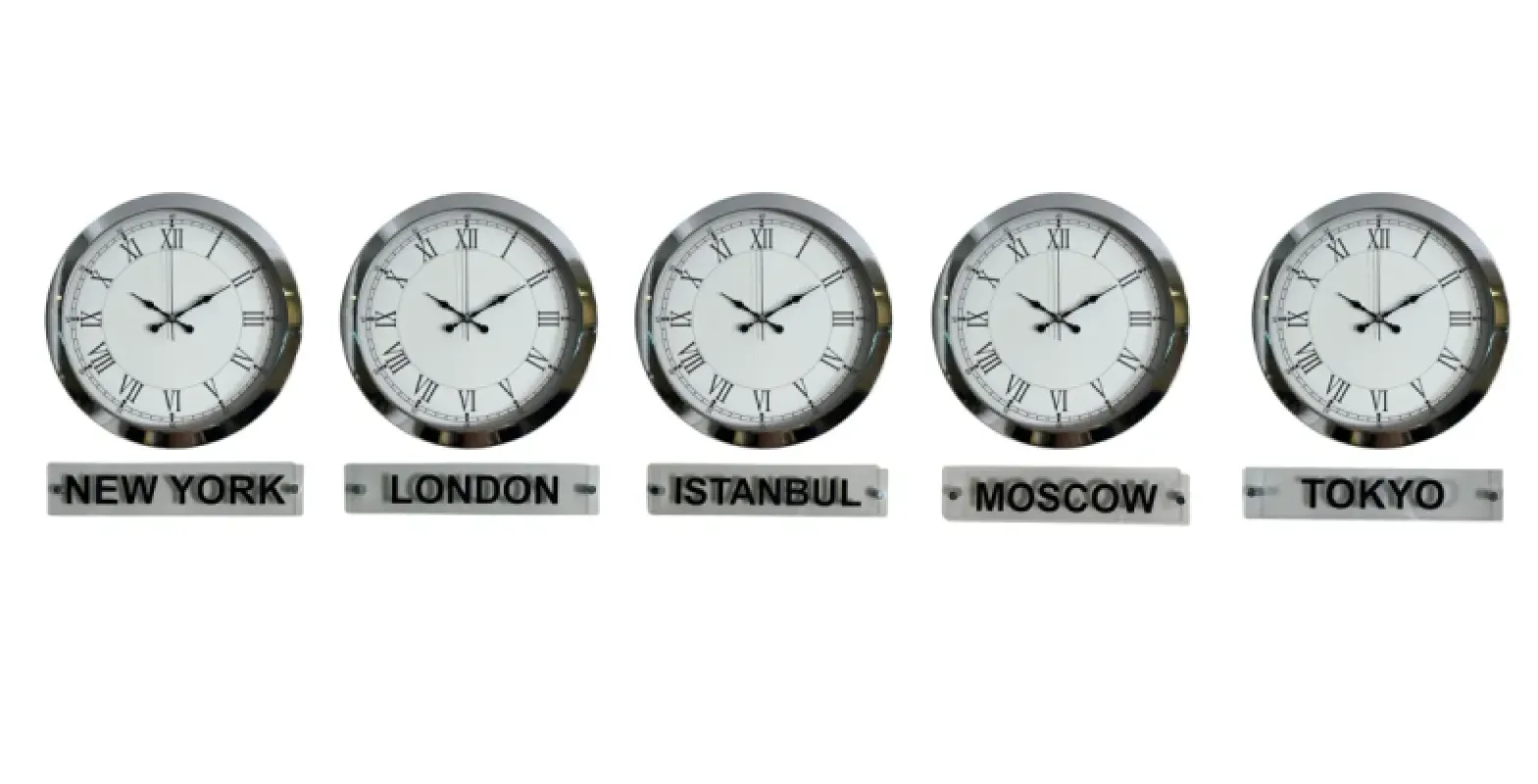Krom Metal Tabelalı Dünya Saati 36 cm · Model DS-5XM3655K+T