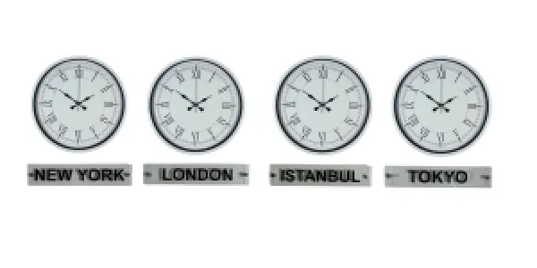 Beyaz Metal 4'lü Tabelalı Dünya Saati 36 cm · Model DS-4XPP-3655W+T