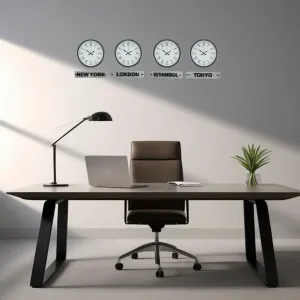 Gri Metal Tabelalı Dünya Saati 36 cm · Model DS-4XPP-3655K+T