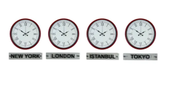 Kırmızı Metal 4'lü Tabelalı Dünya Saati 36 cm · Model DS-4XPP-3655R+T