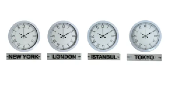 4 lü Tabelalı 36 Cm Beyaz Metal Dünya Saati
