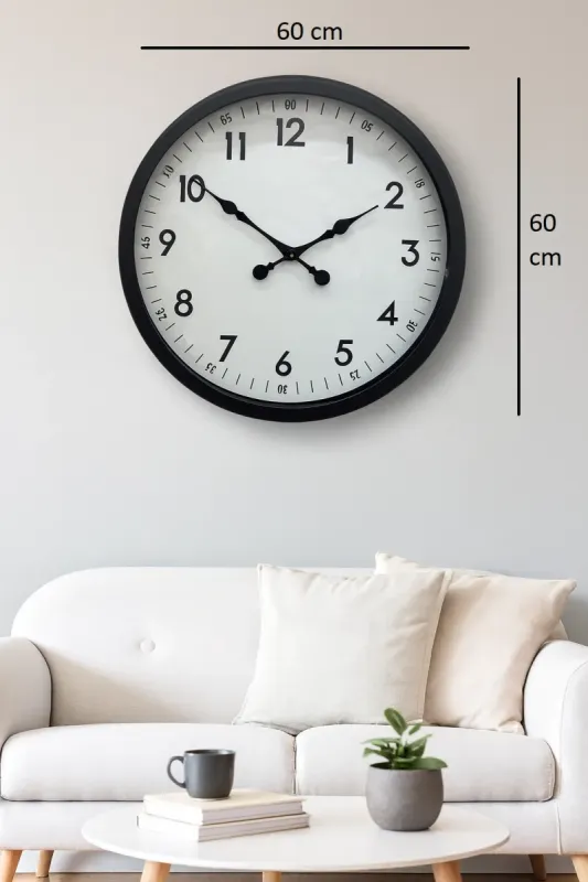 Siyah Metal Duvar Saati 60 cm · Model 6005B