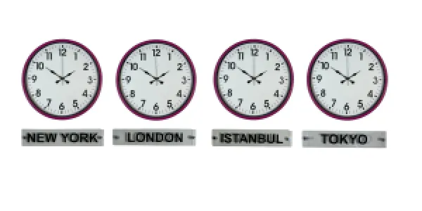 Pembe Metal 4'lü Tabelalı Dünya Saati 36 cm · Model DS-4XPP-3601P+T
