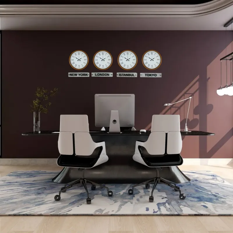 Turuncu Metal 4'lü Tabelalı Dünya Saati 36 cm · Model DS-4XPP-3655O+T