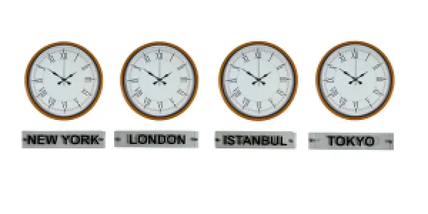 Turuncu Metal 4'lü Tabelalı Dünya Saati 36 cm · Model DS-4XPP-3655O+T