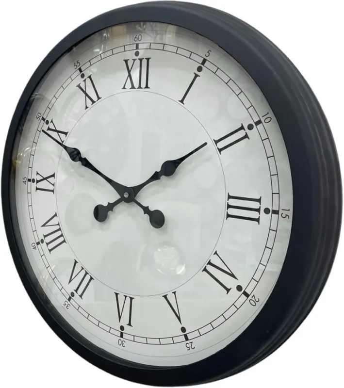 Roma Rakamlı Siyah Metal Duvar Saati 60 cm · Model 6055B