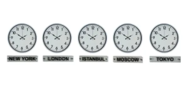 Beyaz Metal 5'li Tabelalı Dünya Saati 36 cm · Model DS-5XPP-3601W+T