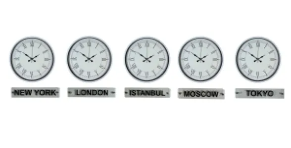 Beyaz Metal 5'li Tabelalı Dünya Saati 36 cm · Model DS-5XPP-3655W+T