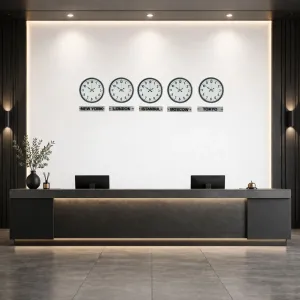 Gri Metal 5'li Tabelalı Dünya Saati 36 cm · Model DS-5XPP-3601K+T