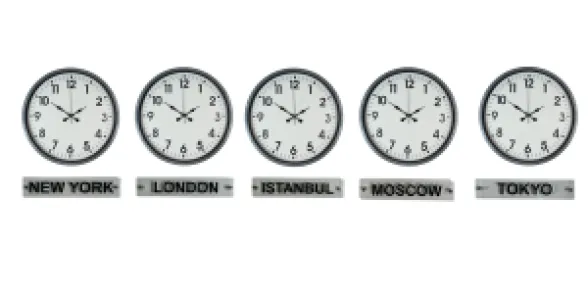 Gri Metal 5'li Tabelalı Dünya Saati 36 cm · Model DS-5XPP-3601K+T