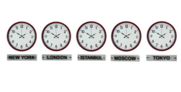 Kırmızı Metal Tabelalı Dünya Saati 36 cm · Model DS-5XPP-3601R+T