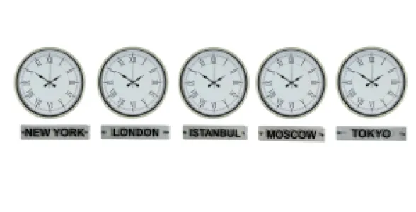 Krem Metal 5'li Tabelalı Dünya Saati 36 cm · Model DS-5XPP-3655X+T
