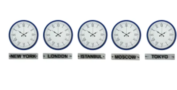 Lacivert Metal 5'li Tabelalı Dünya Saati 36 cm · Model DS-5XPP-3655V+T