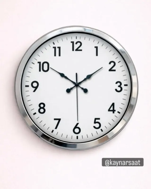 40x40 Krom Metal Duvar Saati