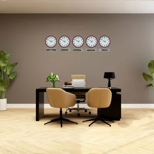 Pembe Metal 5'li Tabelalı Dünya Saati 36 cm · Model DS-5XPP-3601P+T