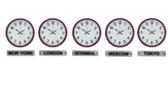 Pembe Metal 5'li Tabelalı Dünya Saati 36 cm · Model DS-5XPP-3601P+T