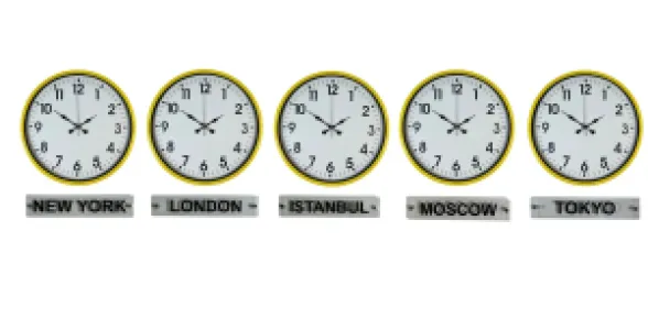 Sarı Metal 5'li Tabelalı Dünya Saati 36 cm · Model DS-5XPP-3601Y+T