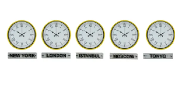 Sarı Metal Tabelalı Dünya Saati 36 cm · Model DS-5XPP-3655Y+T