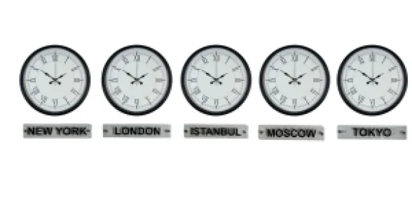 Siyah Metal 5'li Tabelalı Dünya Saati 36 cm · Model DS-5XPP-3655B+T
